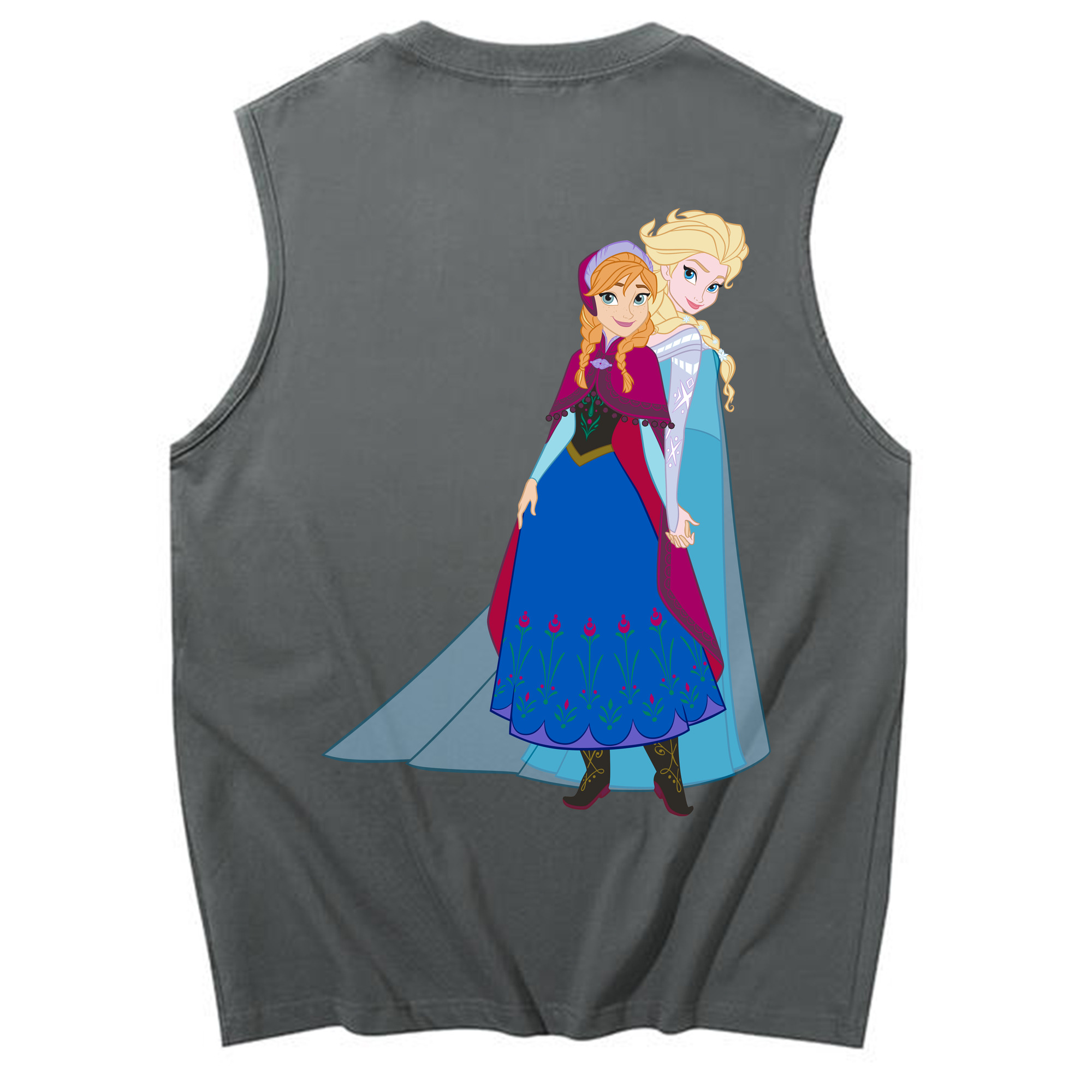 （画像用） アナと雪の女王 アンナ エルサ Frozen Anna Elsa コットン100％タンクトップ（背面プリント）